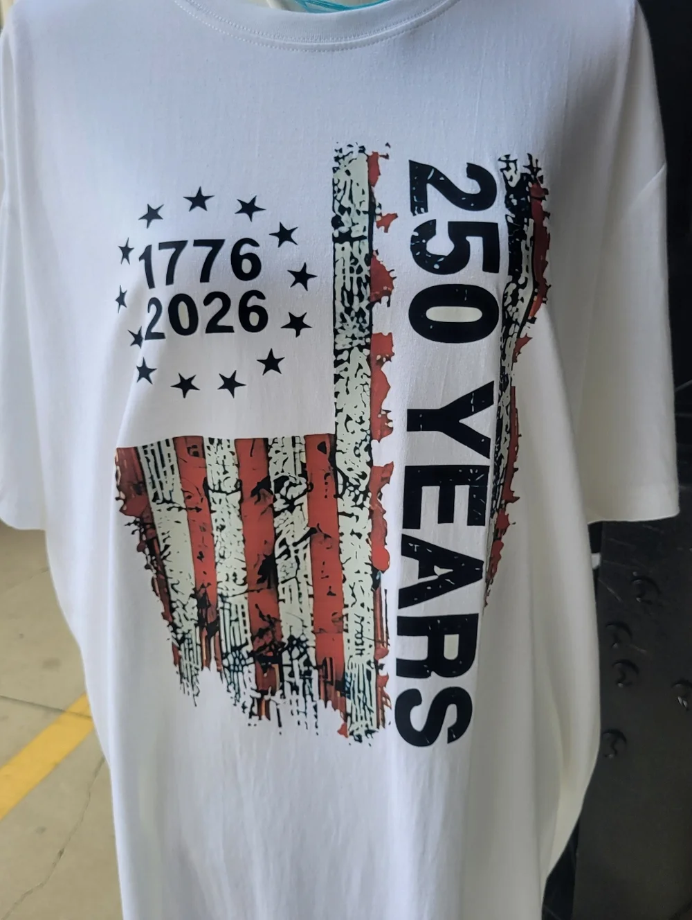 NWT Mens Size XXL America 250 Years T-Shirt White Cotton Red White And Blue 2X